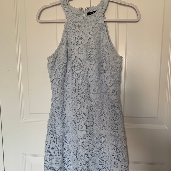 Lulus Dresses & Skirts - Light Blue Lulu’s Lace High-Neck Knee-Length Dress